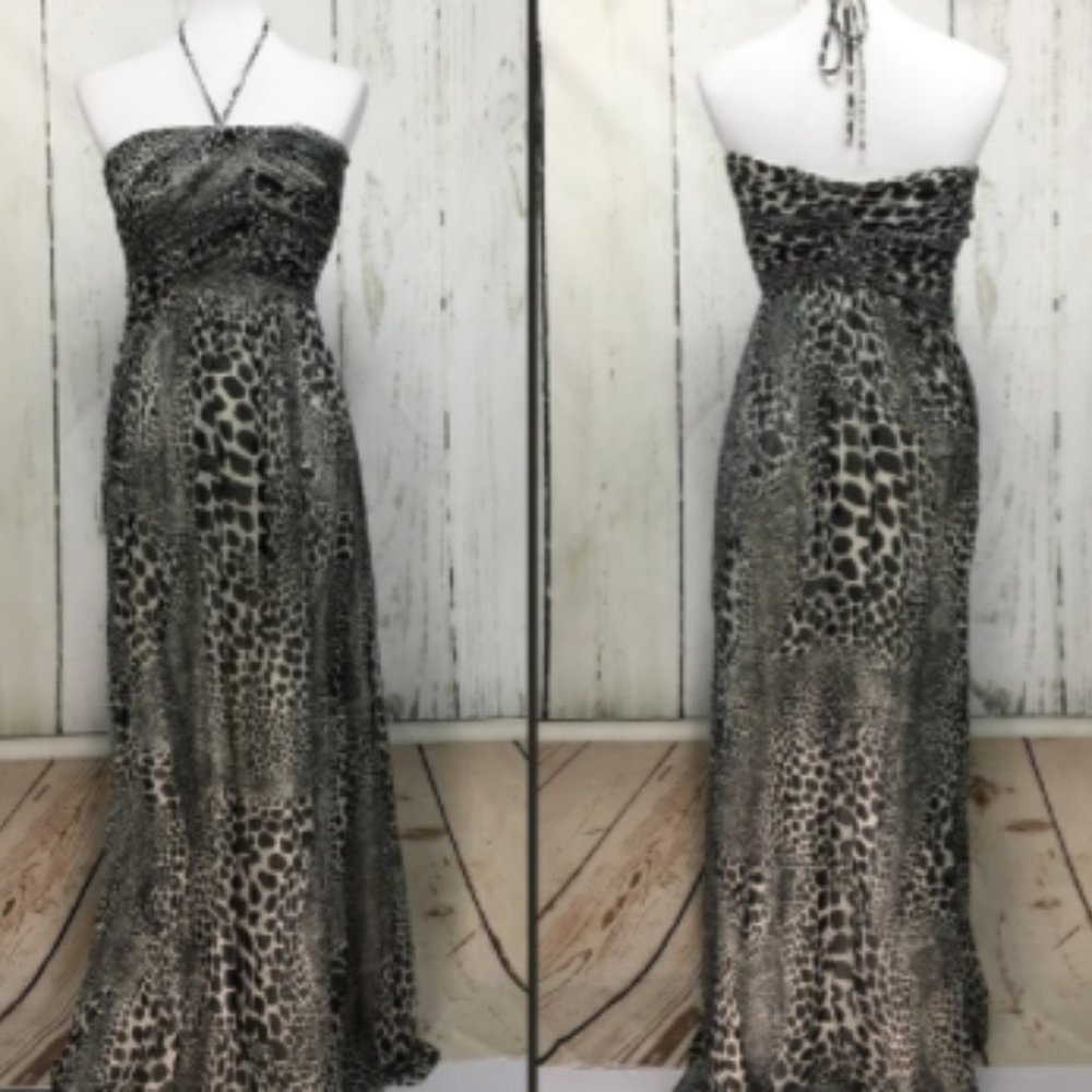 Laundry By Shelli Segal Silk Animal  Print Maxi